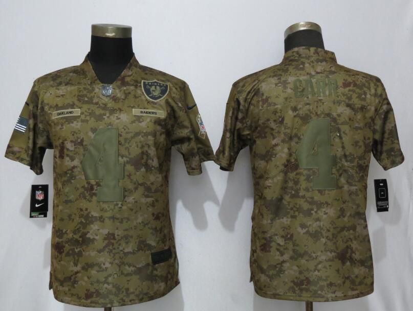 Women Oakland Raiders #4 Carr Nike Camo Salute to Service Limited NFL Jerseys